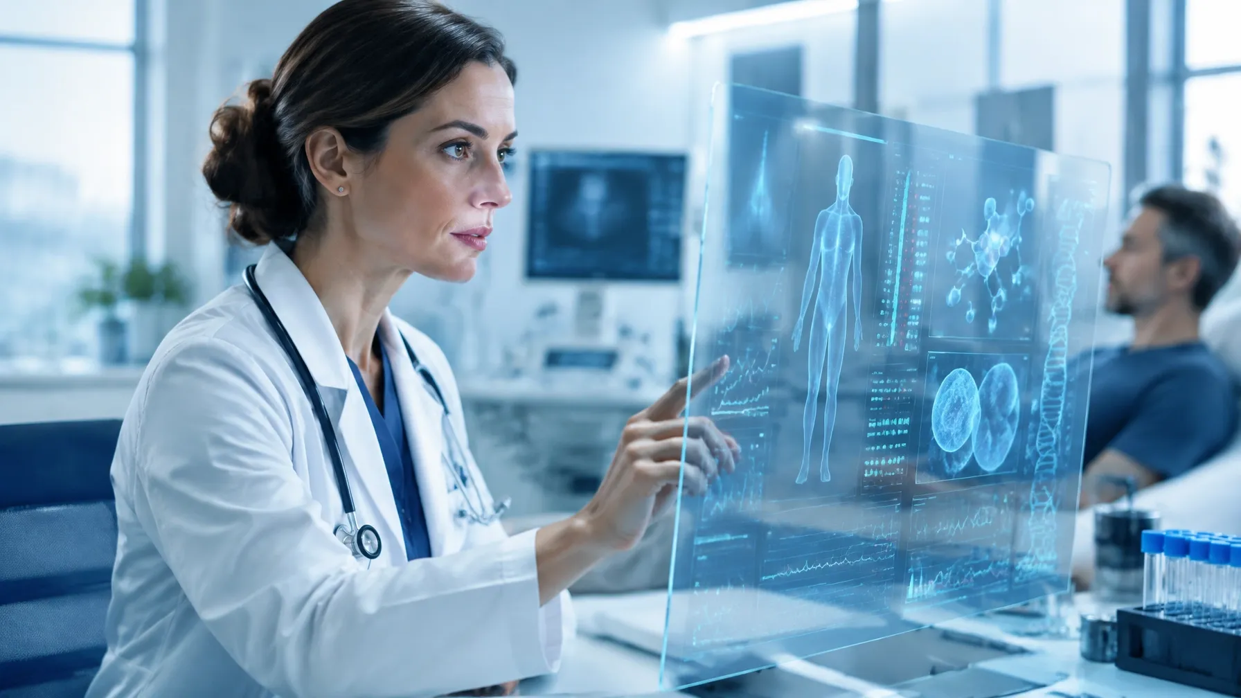 Physician reviewing clinical information